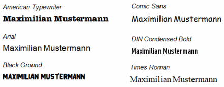 6 Schriftarten f&uuml;r W&auml;scheetiketten